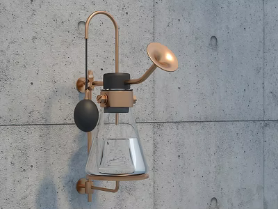 Elegant Modern Wall Mounted Metal Storage Shelf With Glass Layer On Concrete Wall 3d model