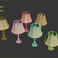 Elegant Set Of Six Vintage Decorative Lamps With White Shades And Orange Bases