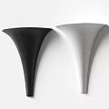 Modern Funnel Shaped Black And Silver Wall Lamps Mounted On White Wall