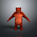 Red Cartoon Bear 3D Model With Standing Pose Open Arms And Light Colored Belly