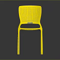 Yellow Leisure Chair With Perforated Backrest Modern Design And Plastic Material