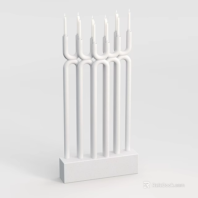 Modern Minimalist White Candelabra Lamp With Multiple Curved Arms And Square Base 3d model 