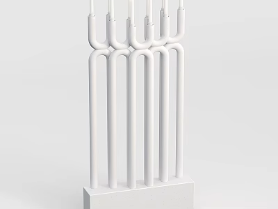 Modern Minimalist White Candelabra Lamp With Multiple Curved Arms And Square Base 3d model