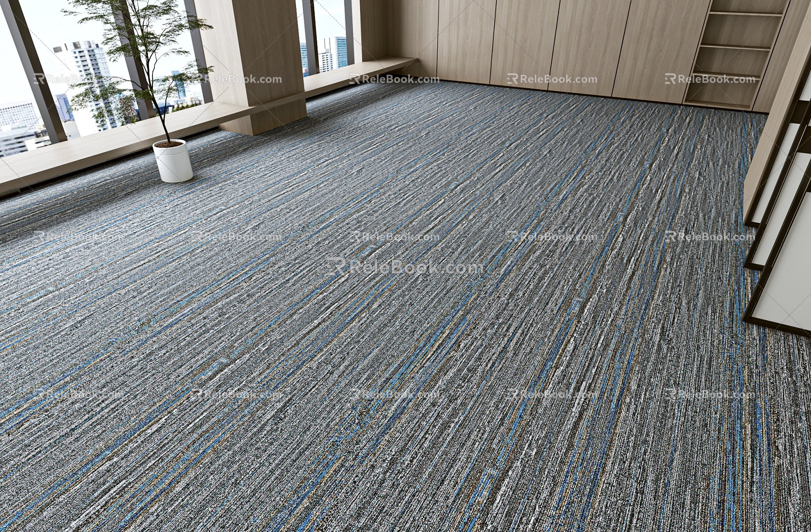 office carpet gray carpet striped carpet 3d model