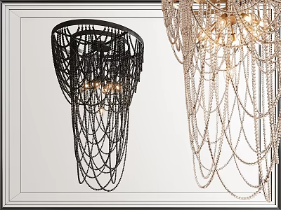 Modern Black and White Crystal Chandeliers with Chain Design Hanging Lights 3d model
