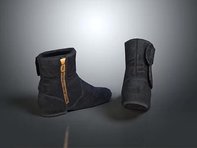 Dark Suede Boots For Everyday Wear With Side Zipper And Comfortable Design 3d model