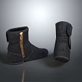 Dark Suede Boots For Everyday Wear With Side Zipper And Comfortable Design 3d model