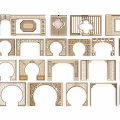 Wooden Door Arch Models Featuring Various Carved Patterns And Decorative Shapes 3d model