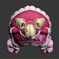 Cute Blonde Game Movie Character With Twin Braids In Pink Lace Dress
