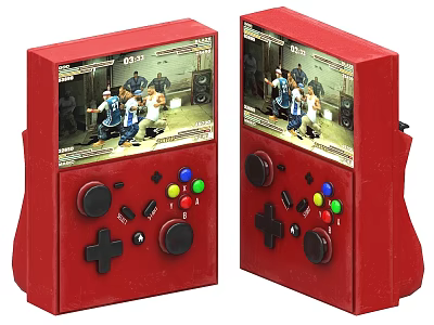 Red Handheld Game Consoles With Game Screen And Control Buttons For Entertainment Electronics 3d model