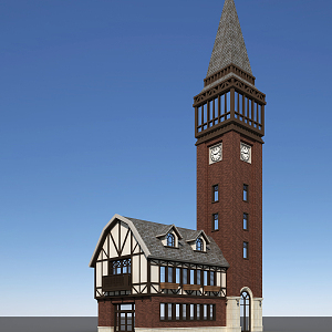 European Clock Tower 3d model