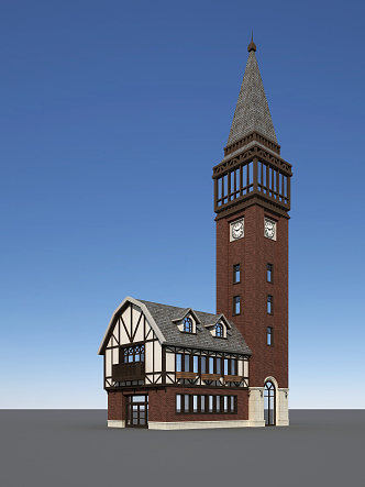 European Clock Tower 3d model