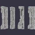 Sci-fi Pillar Column Sci-fi Parts Components Sci-fi Building Pillar Components Future Spaceship Components Parts Pillar Cyberpunk Pillar Parts 3d model