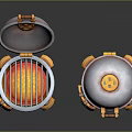 Sci Fi Style Grills With Open Lid And Closed Top Orange Gray Accents