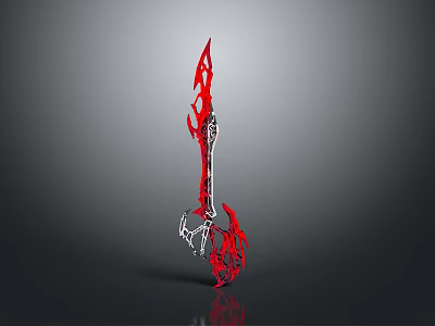Red And Silver Decorative Spear With Unique Metallic Structure And Sharp Head 3d model