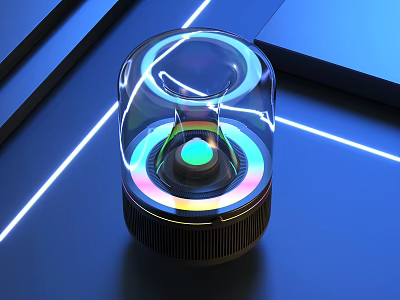 Modern Stylish Speaker Design With Transparent Case And Colorful LED Lights 3d model