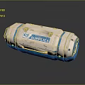 Space Supply Module With Blue Straps White Body For Cosmic Missions 3d model