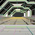 Cartoon Sci Fi Spaceship Interior With Metallic Walls Bright Floor And Shiny Pathway