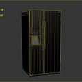 Black French Door Refrigerator With Water Dispenser And Modern Sleek Design