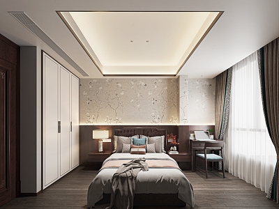 New Chinese Bedroom New Chinese Master Bedroom New Chinese Bed 3d model