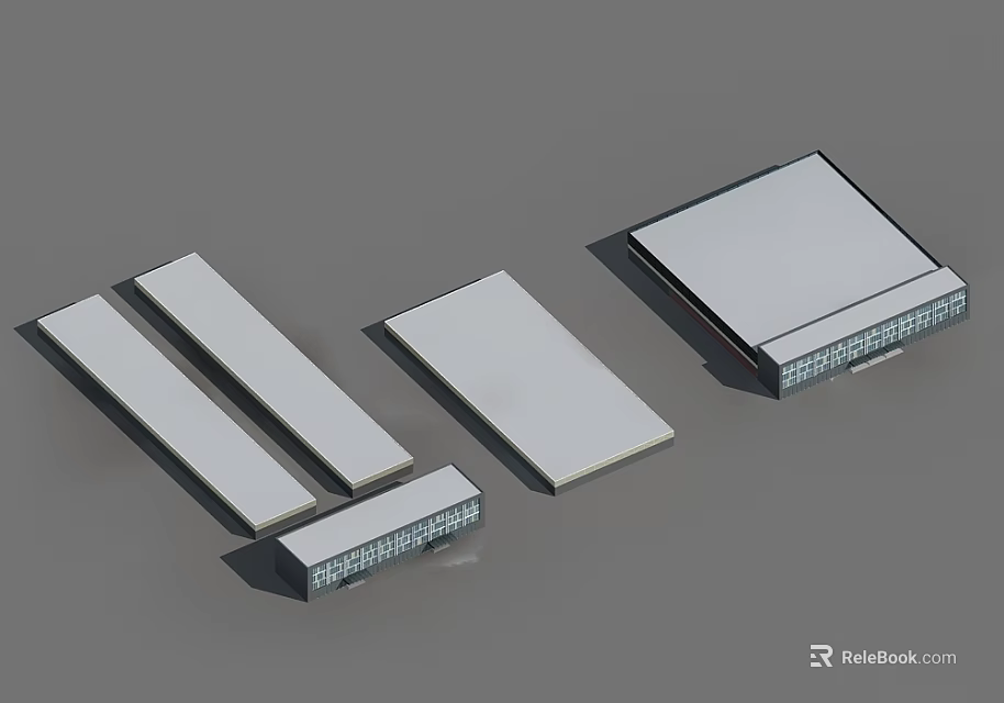 Modern Industrial Factory Structure Featuring Steel Framing Large Panels And Flat Roof Design 3d model 