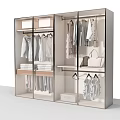 Modern Wardrobe with Multiple Compartments Hanging Clothes Folded Sections Handbag And Drawer Storage 3d model