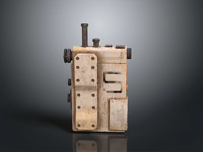 Vintage Industrial Metal Mechanical Component With Rusted Surface Bolts And Holes 3d model