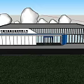 China Anneng Construction Group Modern Office Building With White Roof Blue Accents Green Trees