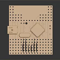 Golden Electronic Circuit Board With Integrated Chips And Perforated Holes Design