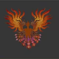Mythical Phoenix With Flame Like Wings And Colorful Feathers In Standing Pose