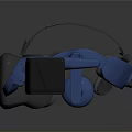 High Tech Computer VR Headset With Blue Controllers And Black Square Accessories 3d model