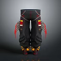 Stylish Black Pants With Red Yellow Decorations And Ankle Straps Design 3d model