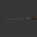 Green Weapon Blade With Copper Handle And Intricate Decorative Ring Design