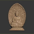 Hand Carved Wooden Buddha Sculpture With Intricate Patterns And Lotus Base