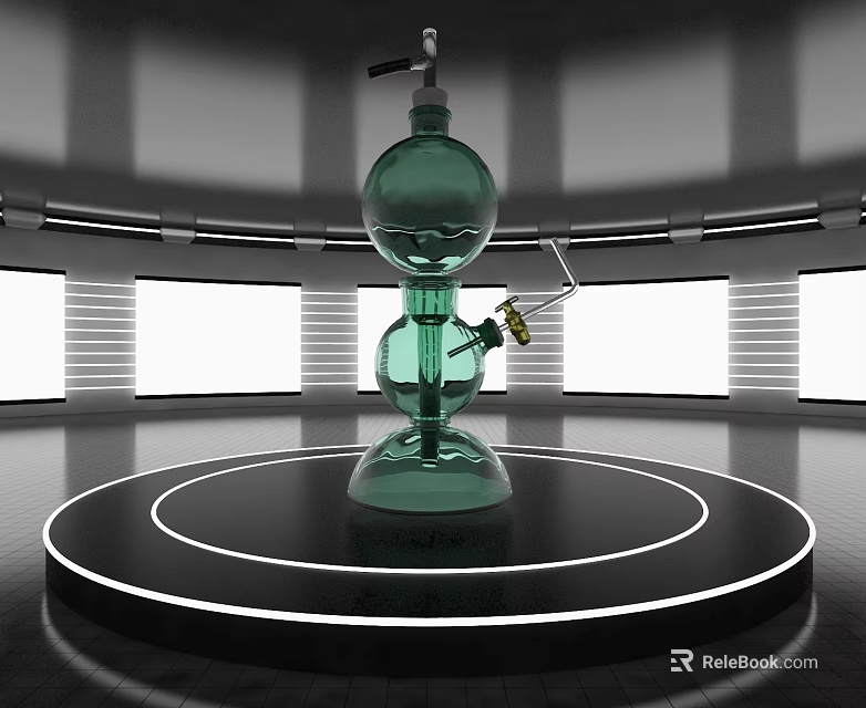 Modern Circular Display Shelf With Illuminated White Panels And Glass Decoration 3d model 