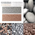 Natural Stone And Wood Textures With Various Colored Pebbles And Surface Designs 3d model