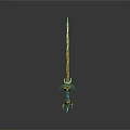 Golden Spiral Blade Sword With Decorative Hilt Ornate Design Against Grey Gradient Background