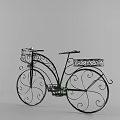 Black Iron Bicycle Shaped Garden Decor With Scrollwork And Flower Baskets 3d model