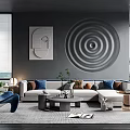 Modern Living Room Interior Featuring L Shaped Sofa Coffee Table Set With Decorative Pillows