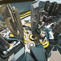 Modern Aerial View Urban Planning With Tall Skyscrapers And Circular Layout Design