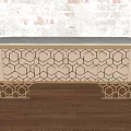 Elegant Entryway Console Table with Beige Hexagonal Pattern and Metal Frame Decor in Modern Interior 3d model
