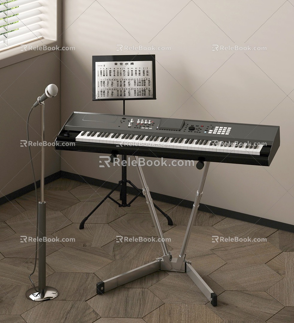 Modern electronic piano spectrum microphone 3d model