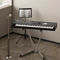 Musical Instruments And Art Supplies Setup With Keyboard Stand Microphone Sheet Music