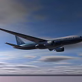 Blue and White Boeing 787 Passenger Airplane Flying in Clear Blue Sky