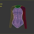 Blue Long Sleeve Bodysuit with Zip Front Fitted Design and Solid Color Silhouette