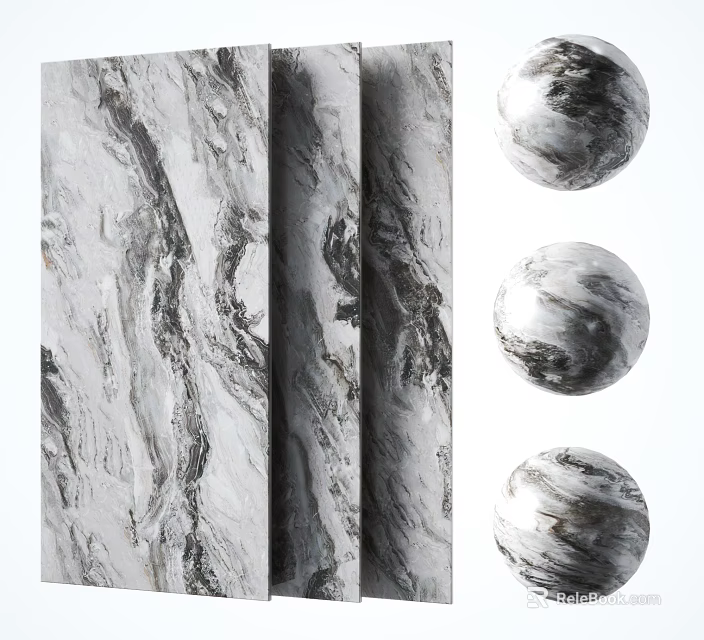 Marble Wall Panels With Natural Texture And Sphere Samples 3d model