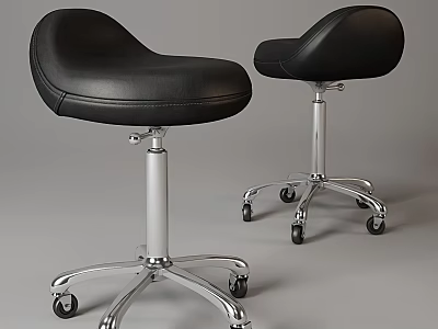 Black Leather Office Chair With Silver Metal Frame Adjustable Height And Wheels 3d model