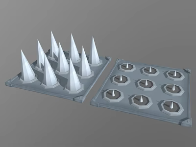 Road Facilities With Two Gray Trays Traffic Cones And Circular Bases 3d model