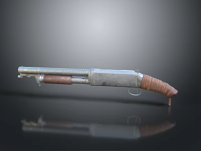 Well Crafted Vintage Shotgun with Shiny Metal Parts and Rustic Wooden Stock 3d model