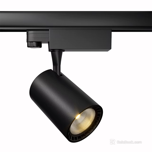 Black Track Mounted Spotlight Modern Design With Adjustable Warm Light Fixture 3d model 